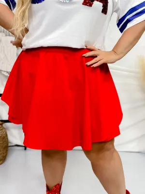 Red Pleated High Waist Skort FINAL SALE