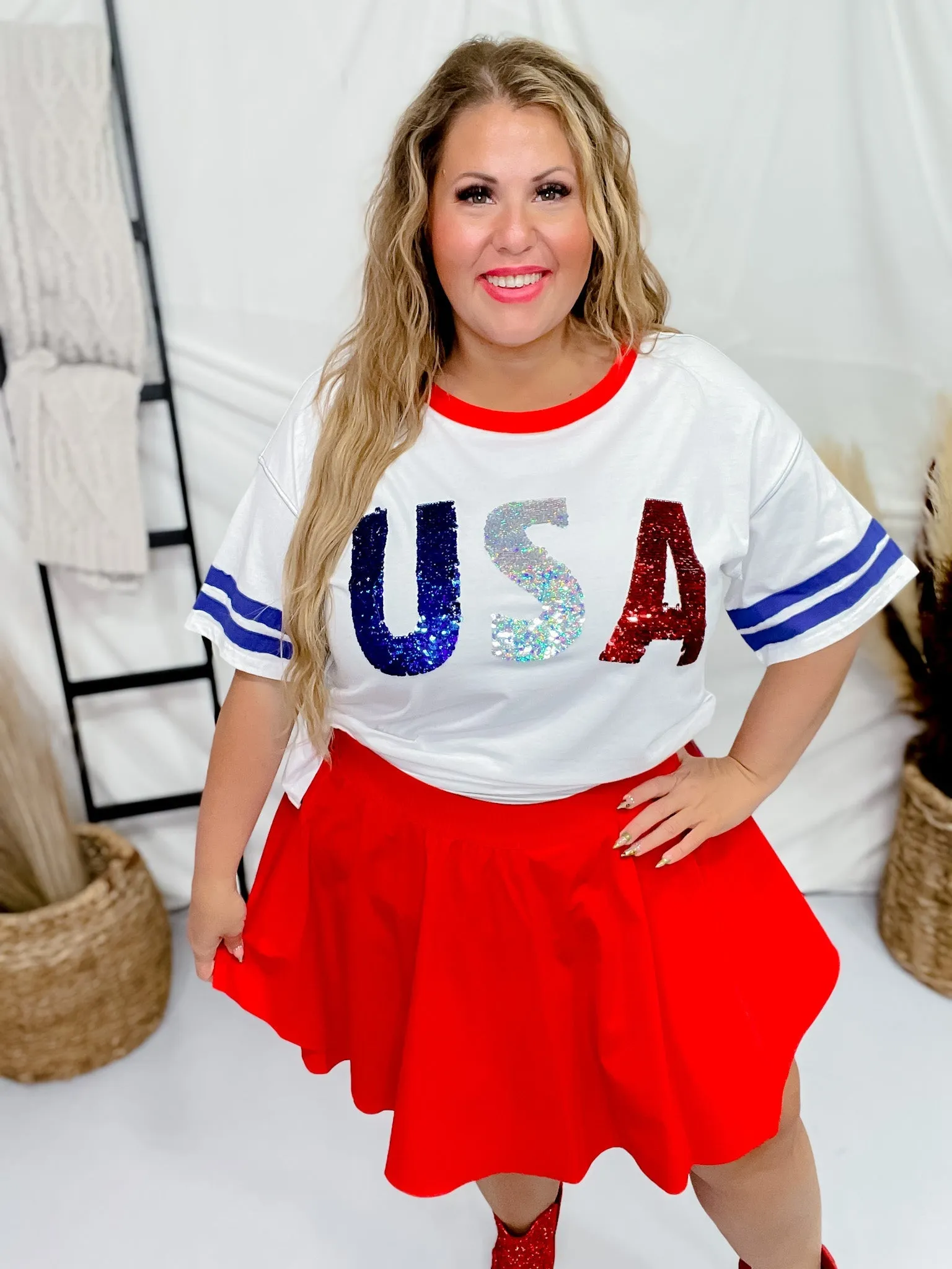 Red Pleated High Waist Skort FINAL SALE