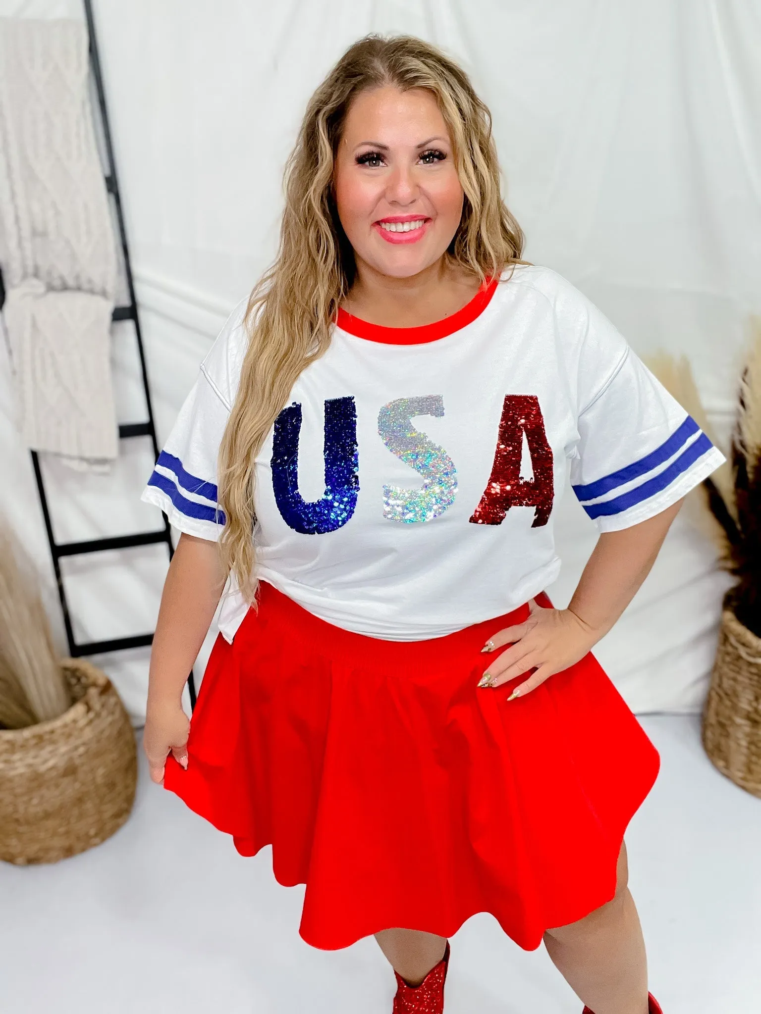 Red Pleated High Waist Skort FINAL SALE