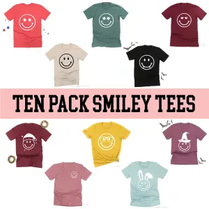 Seasonal Smiley Face ADULT Tees - 10 PACK - Unisex Tee