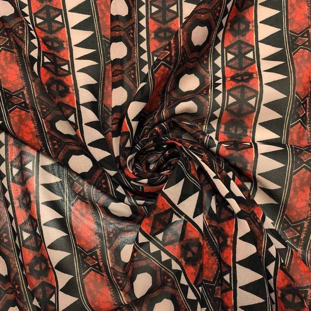 Shapes and Stripes Chiffon Fabric