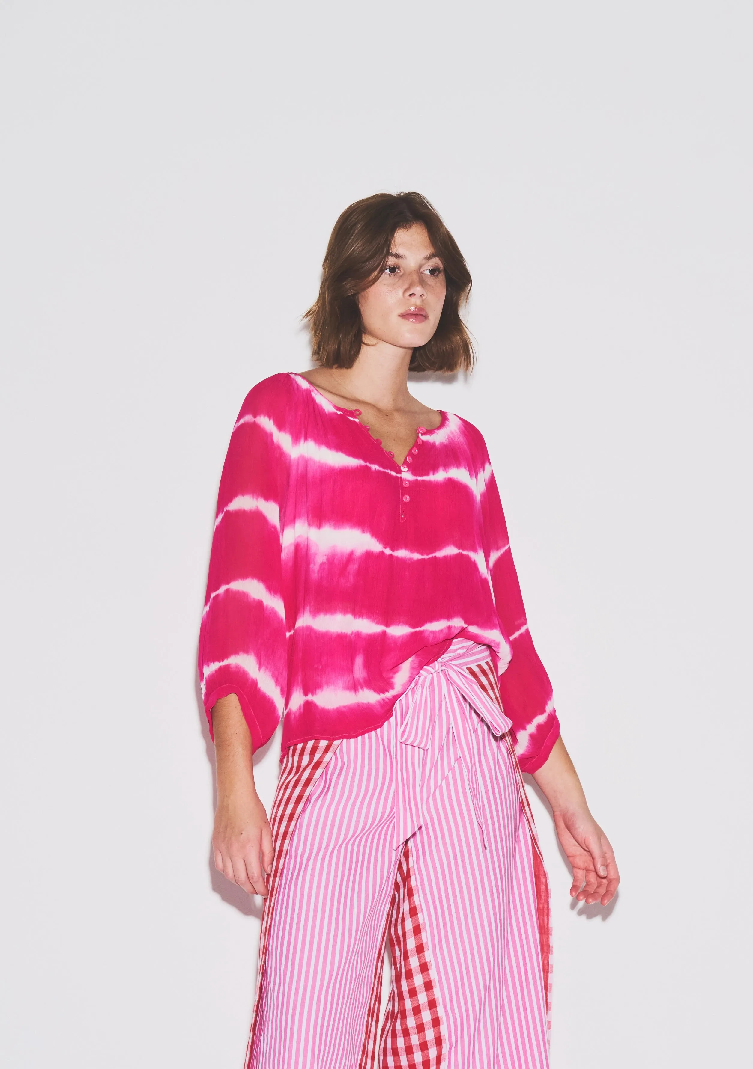 Shirred Half Placket Blouse | Chiffon