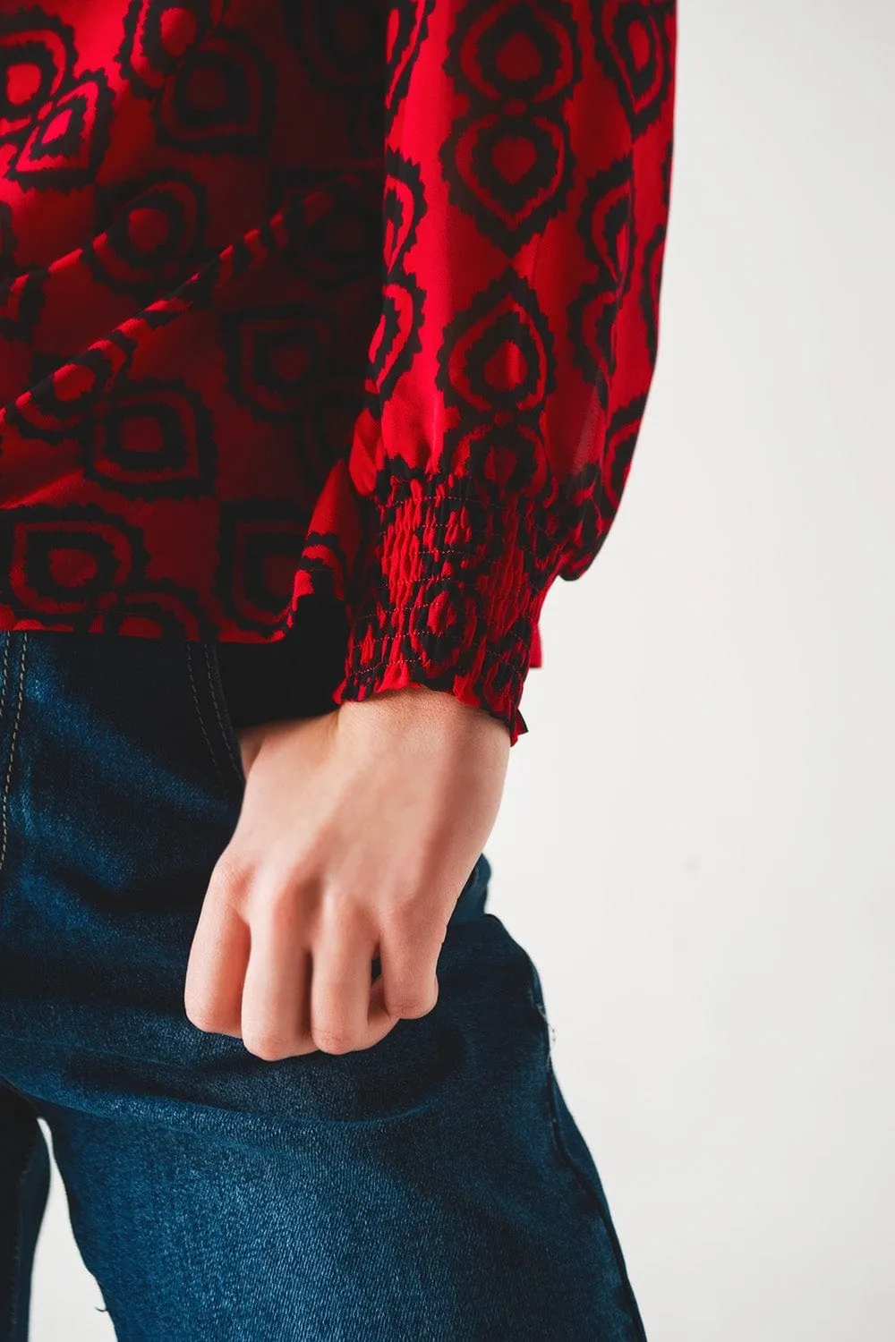 Shirred Sleeve Shirt In Fuchsia