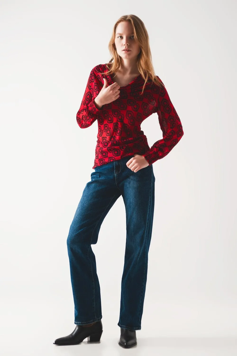 Shirred Sleeve Shirt In Fuchsia
