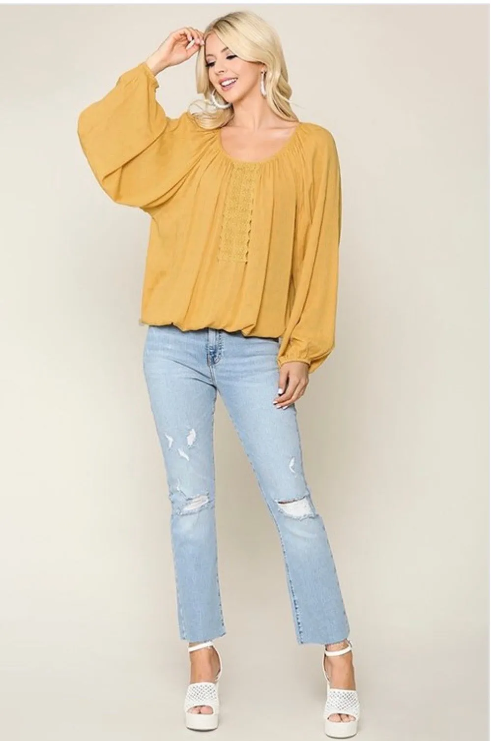 Sidney Jacquard Peasant Top