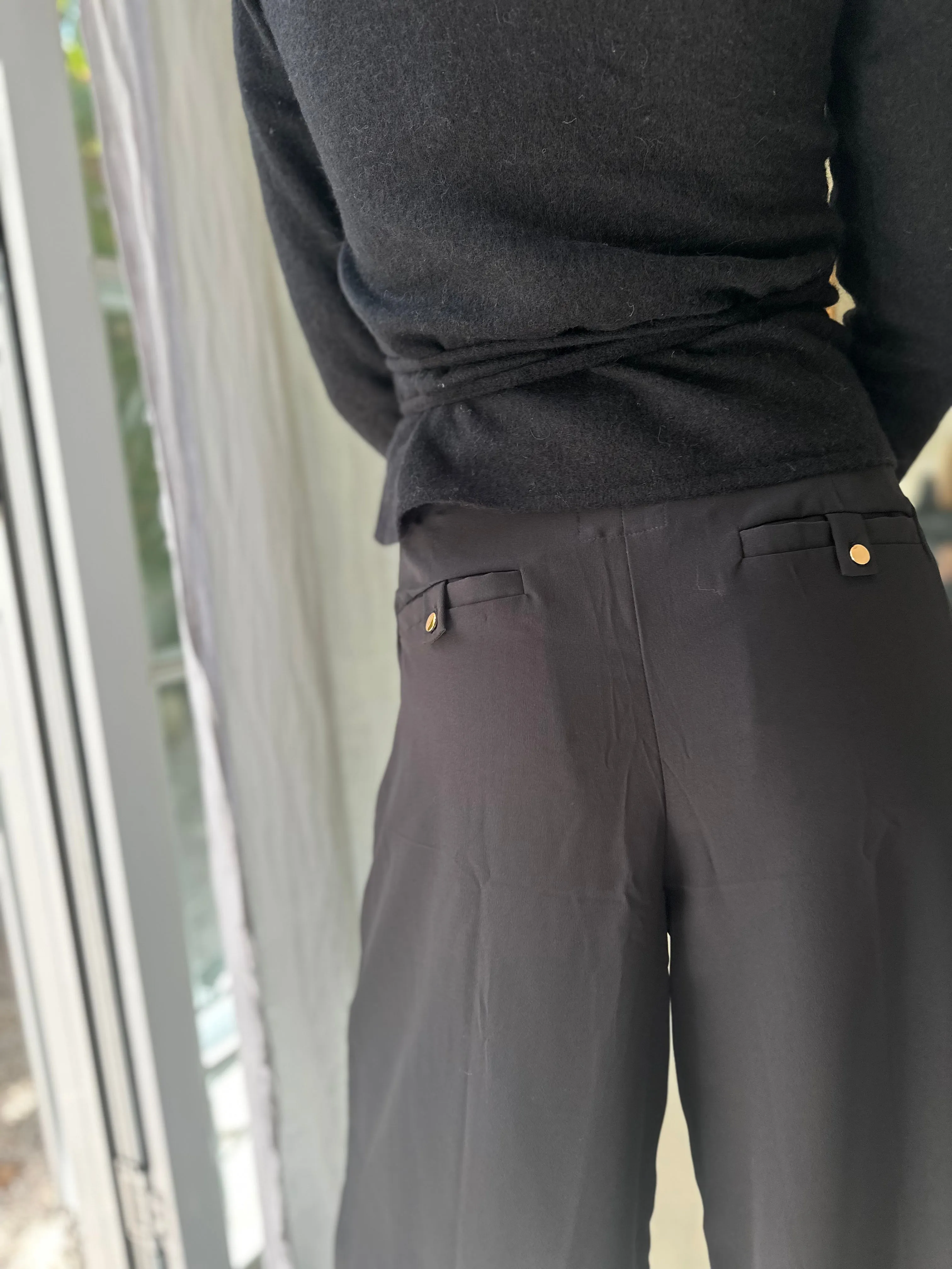 Silk Palazzo Pant in Black