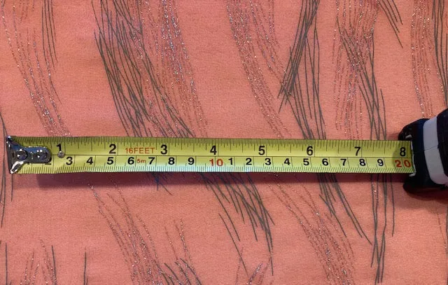 Silver Glitter on Orange Crinkle Chiffon, Green/Grey Overprint