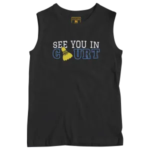 Sleeveless Drifit Shirt: Badminton Court Sleeveless Drifit Shirt: Badminton Court