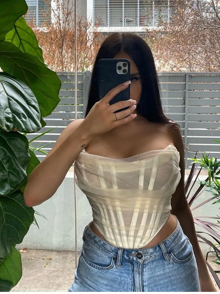 Sleeveless Fashion Strapless Bustier Corset Crop Top