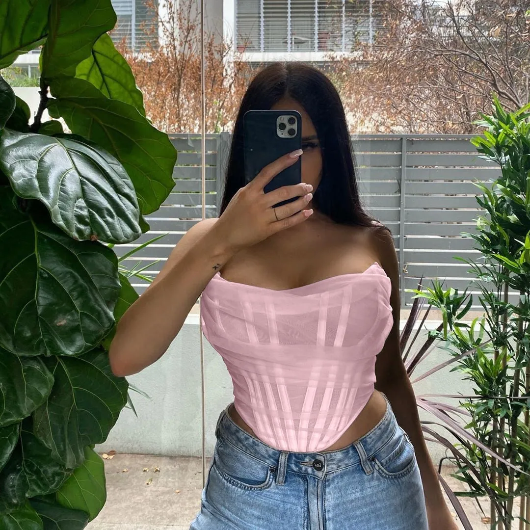 Sleeveless Fashion Strapless Bustier Corset Crop Top