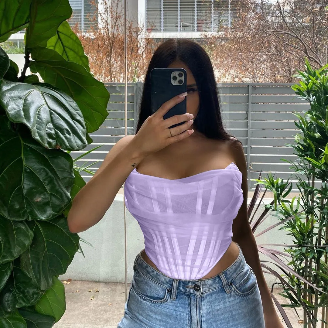 Sleeveless Fashion Strapless Bustier Corset Crop Top