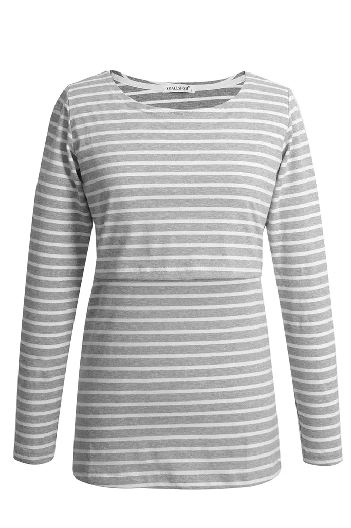 Smallshow Cotton Long Sleeve Maternity Nursing Tops