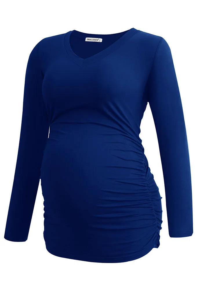 Smallshow V-Neck Long Sleeve Maternity Tops