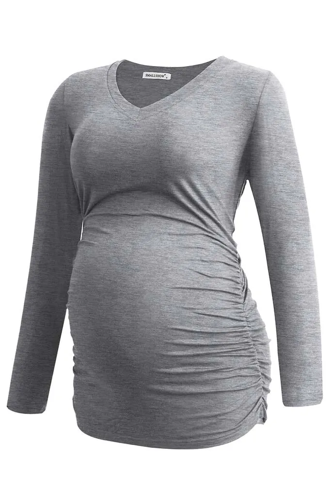 Smallshow V-Neck Long Sleeve Maternity Tops