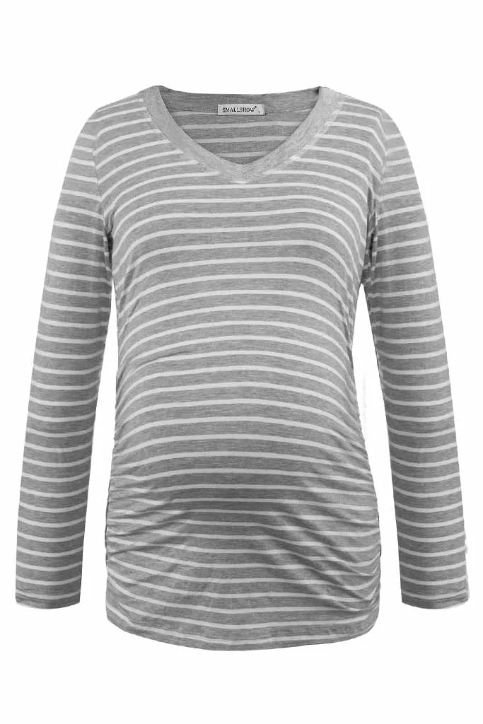 Smallshow V-Neck Long Sleeve Maternity Tops