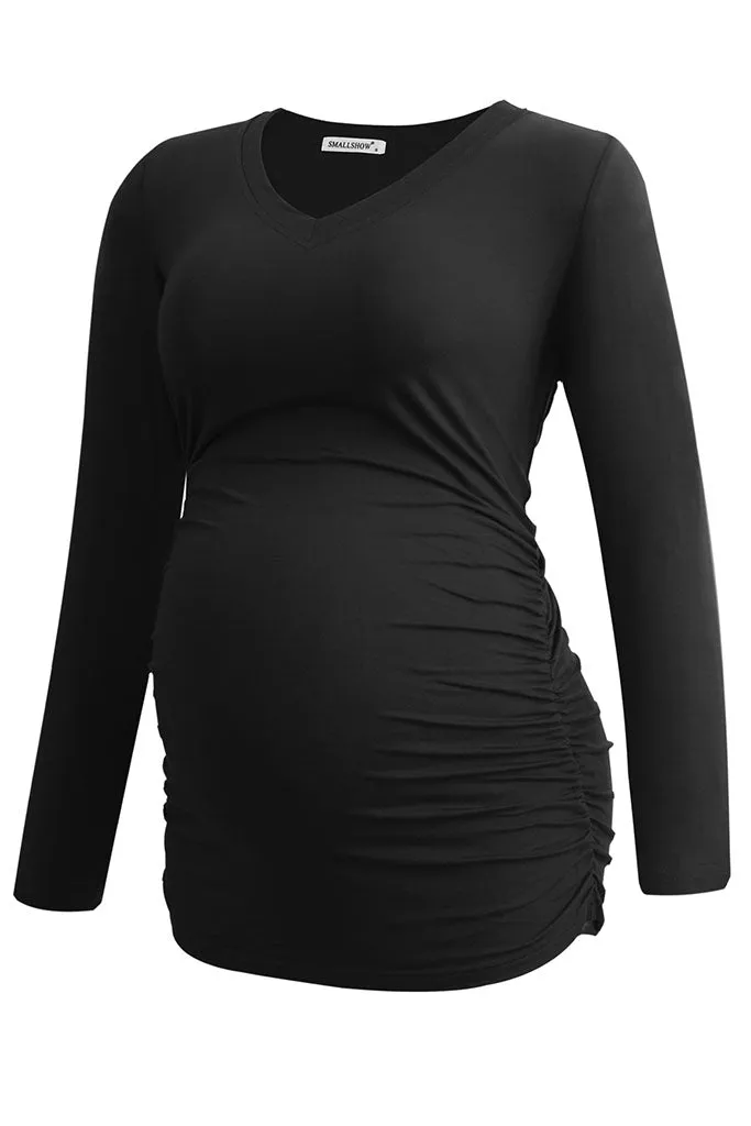 Smallshow V-Neck Long Sleeve Maternity Tops