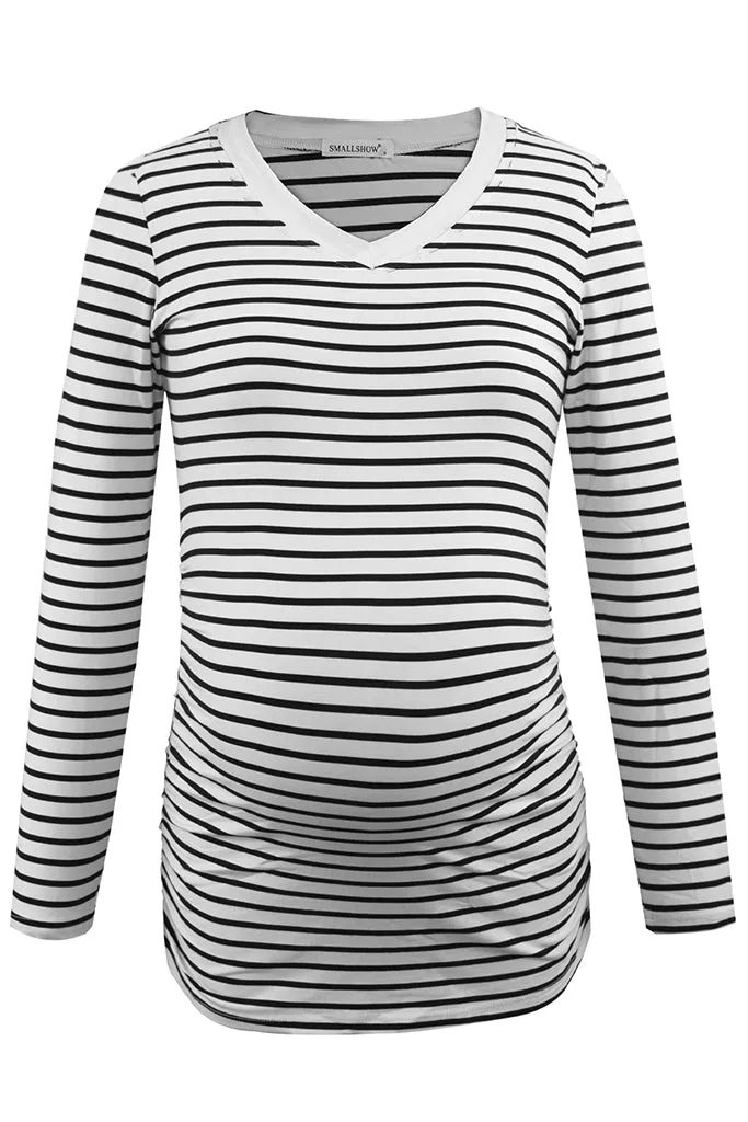 Smallshow V-Neck Long Sleeve Maternity Tops
