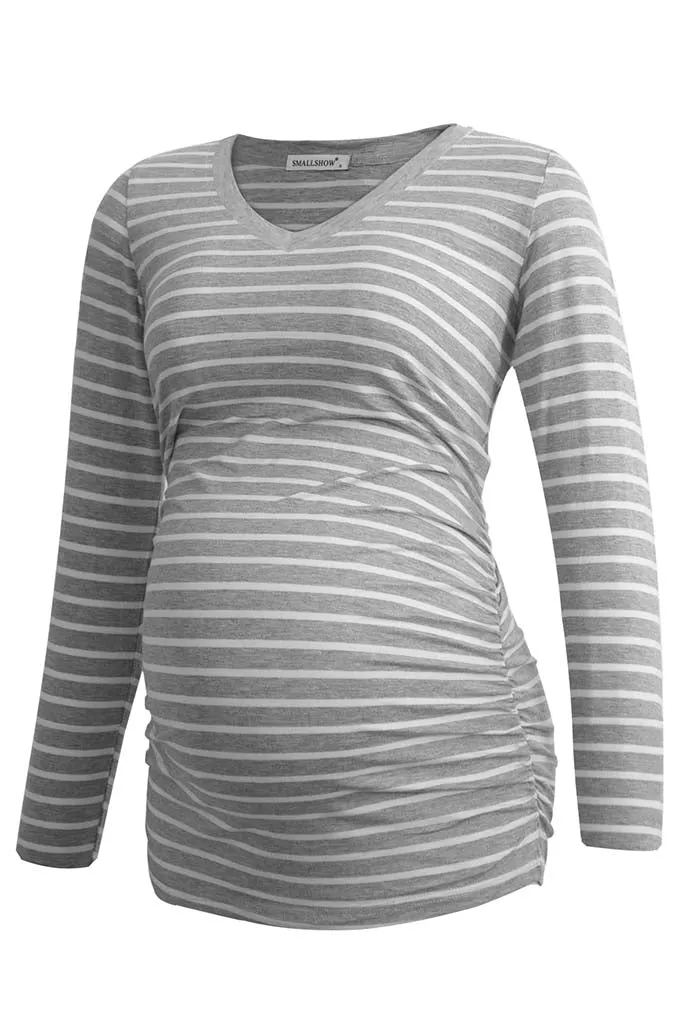 Smallshow V-Neck Long Sleeve Maternity Tops