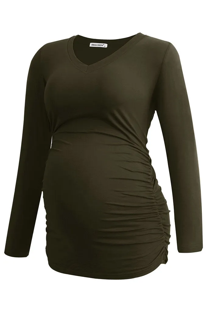 Smallshow V-Neck Long Sleeve Maternity Tops