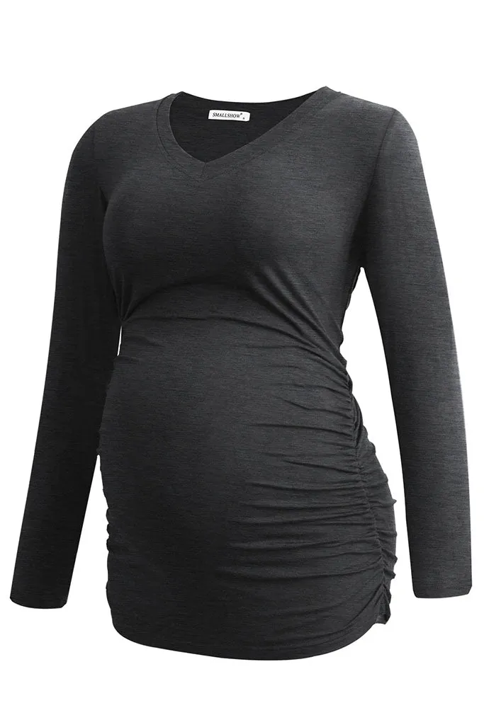 Smallshow V-Neck Long Sleeve Maternity Tops