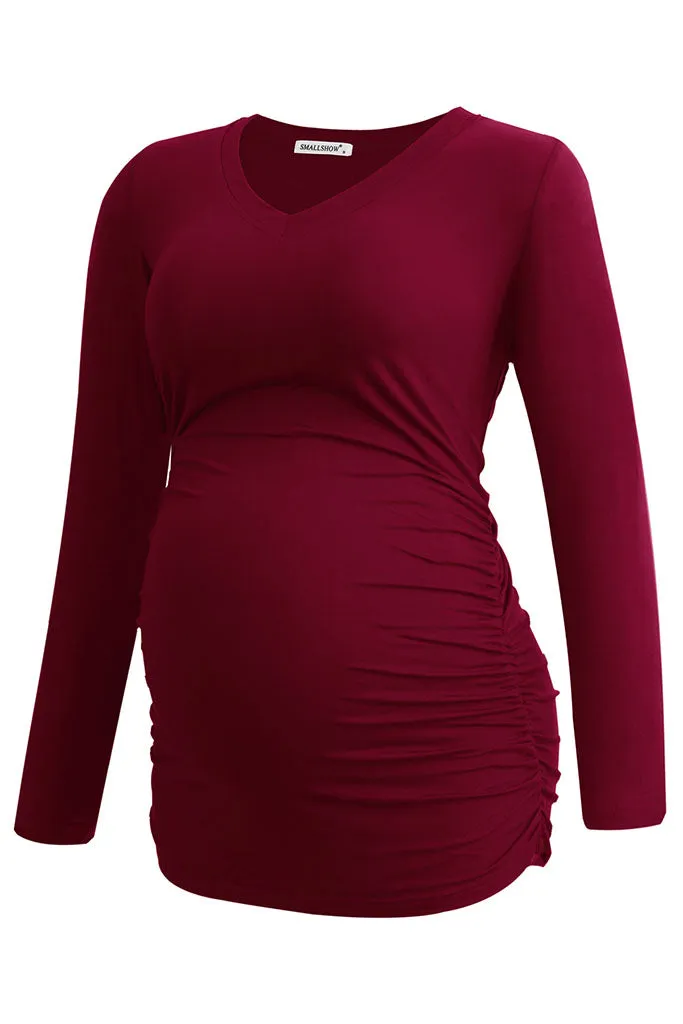 Smallshow V-Neck Long Sleeve Maternity Tops