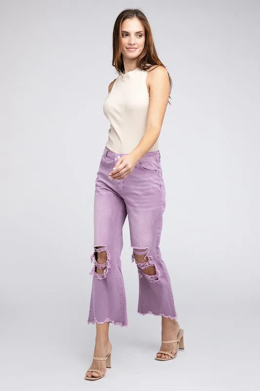 Stella Distressed Vintage Washed Wide Leg Pants