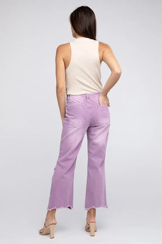Stella Distressed Vintage Washed Wide Leg Pants