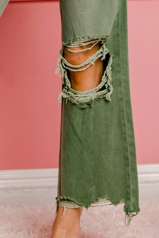 Stella Distressed Vintage Washed Wide Leg Pants