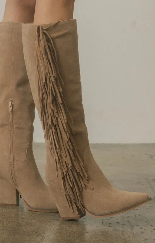 Stevie - Knee-High Fringe Boots