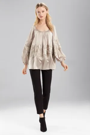 Stretch Silk Peasant Blouse