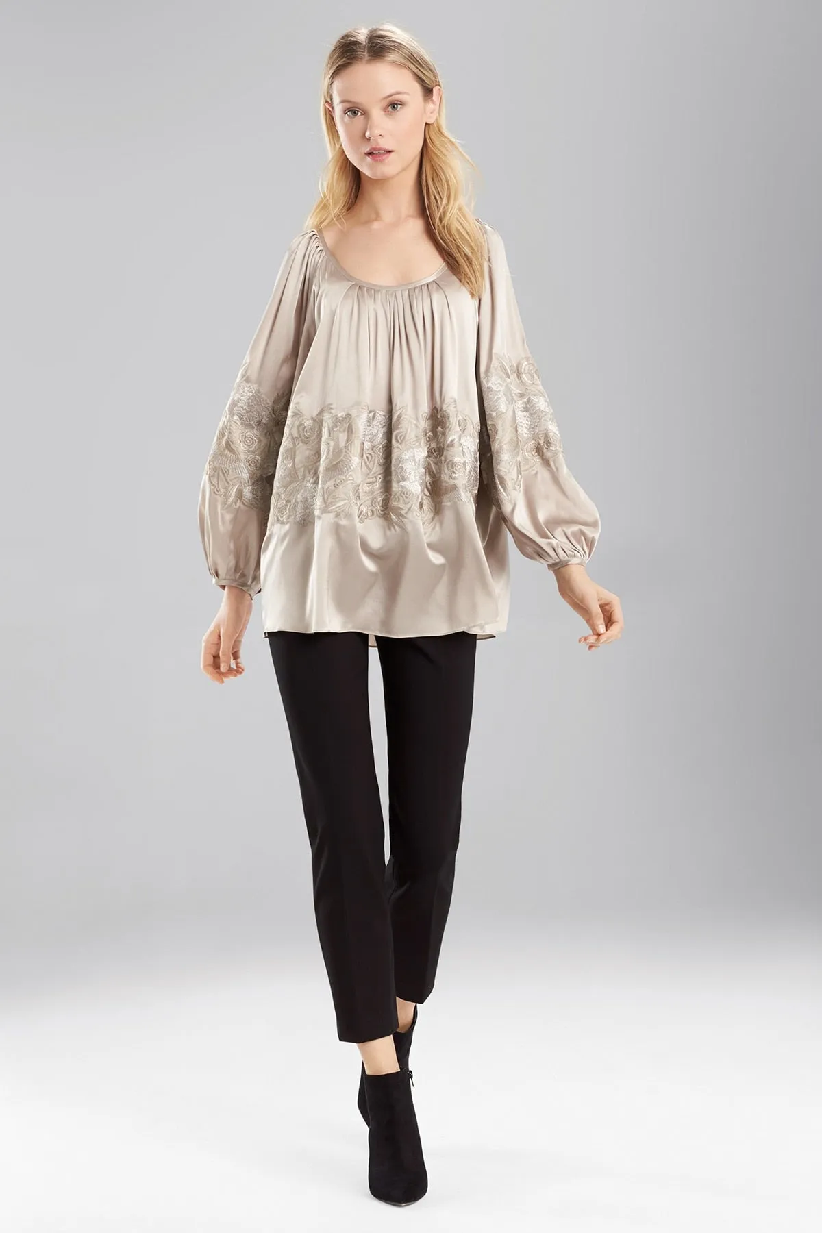 Stretch Silk Peasant Blouse