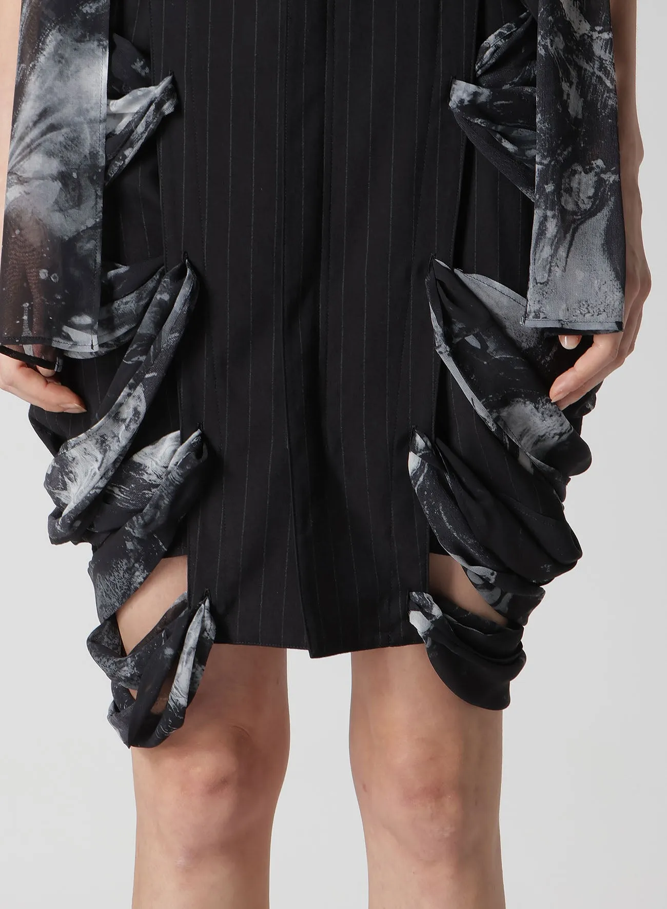 STRIPE RIBBON LACE-UP DRESS