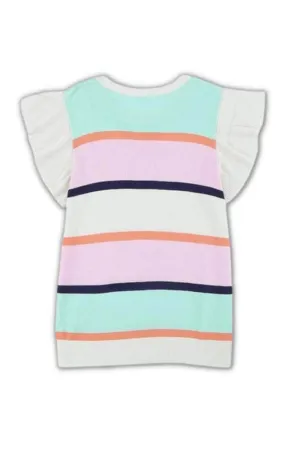 Striped Flutter Sleeve Knit Top