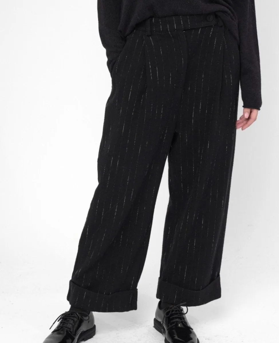 Striped Pleated Slacks Pant