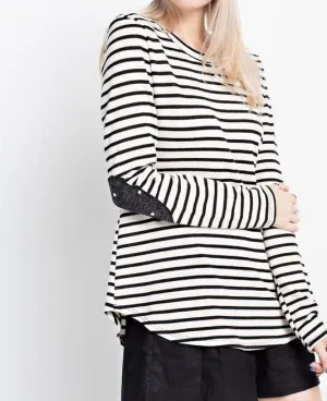 Striped Polka Dot Elbow Top- T1021