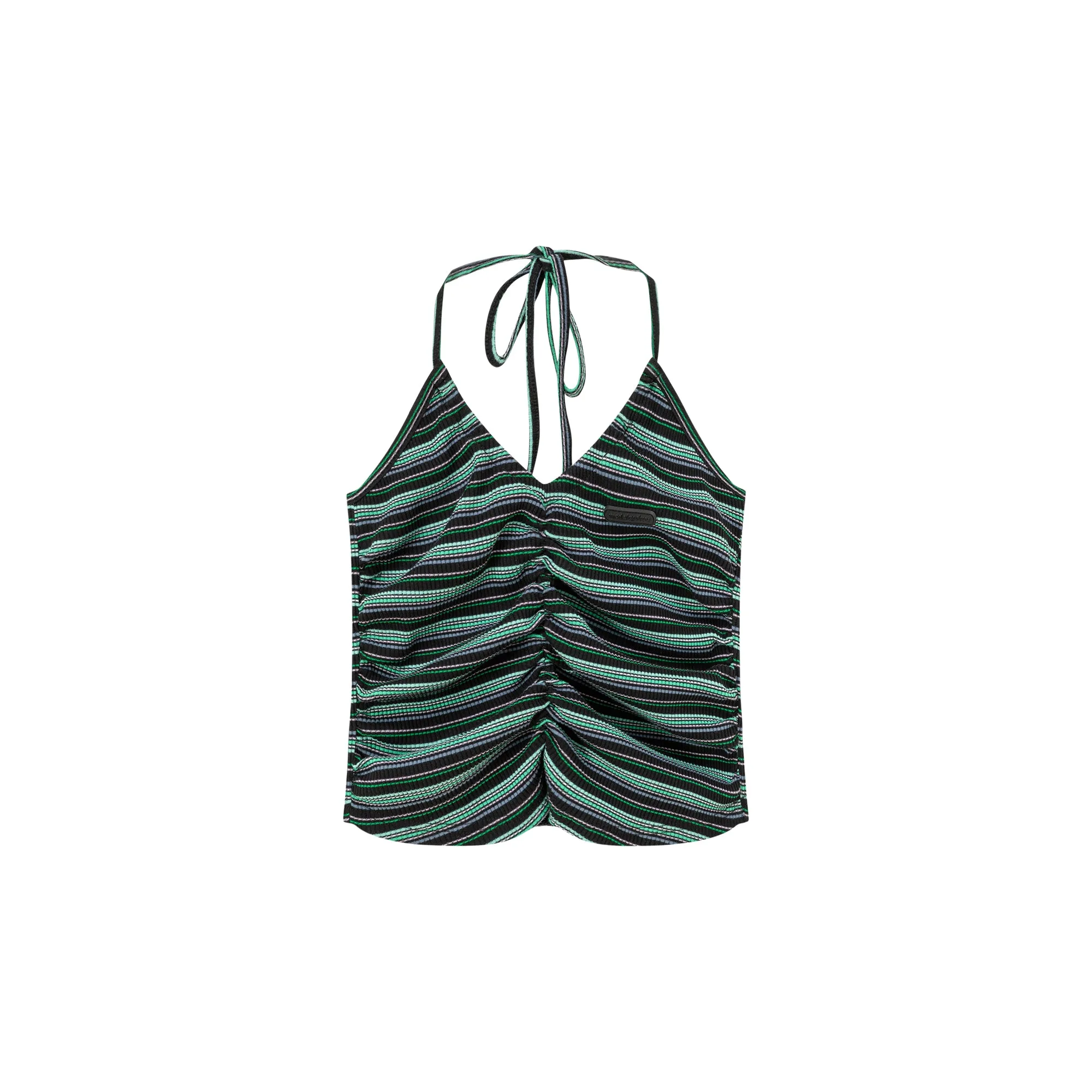 Striped Shirring Sleeveless Top