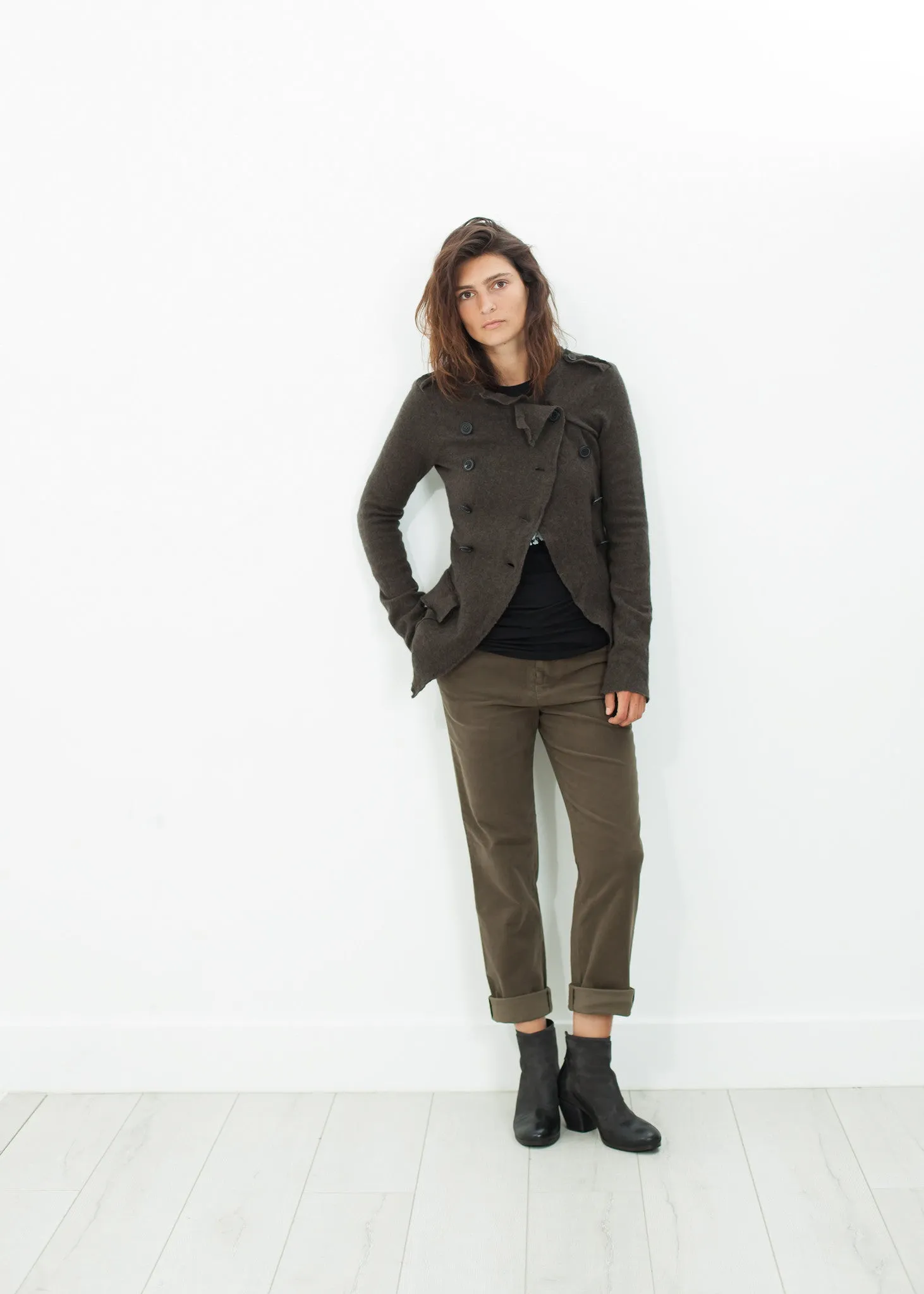 Sueded Cotton Pant in Khaki - More Choice