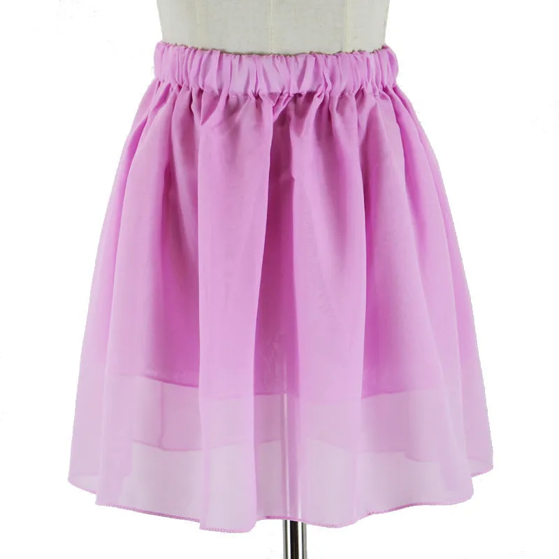 Summer Student High Waist Double Layer Chiffon Skirt Tutu Pleated Skirt