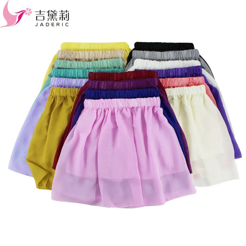 Summer Student High Waist Double Layer Chiffon Skirt Tutu Pleated Skirt