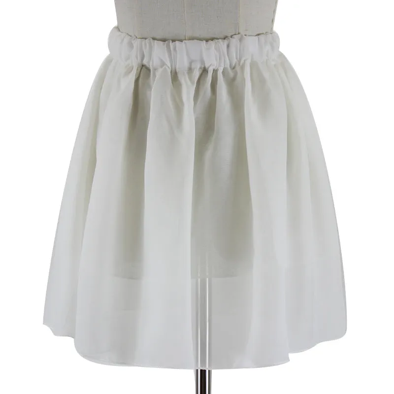 Summer Student High Waist Double Layer Chiffon Skirt Tutu Pleated Skirt