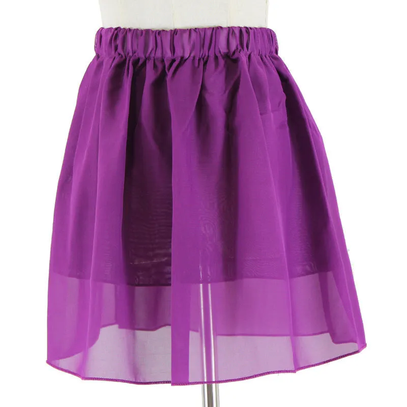 Summer Student High Waist Double Layer Chiffon Skirt Tutu Pleated Skirt