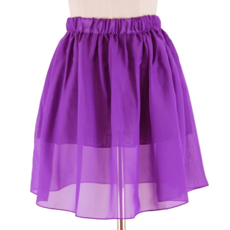 Summer Student High Waist Double Layer Chiffon Skirt Tutu Pleated Skirt
