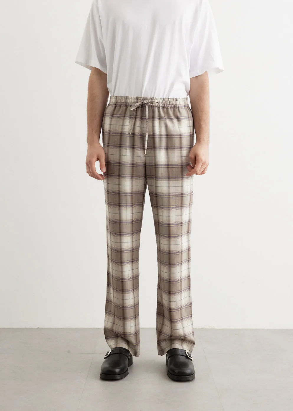 Super Light Wool Check Easy Slacks