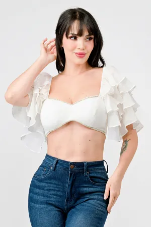 TECHNO CREPE SWEETHEART WITH RHINESTONE CROP TOP