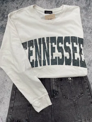 Tennessee Graphic Long Sleeve Boyfriend Tee - Bone