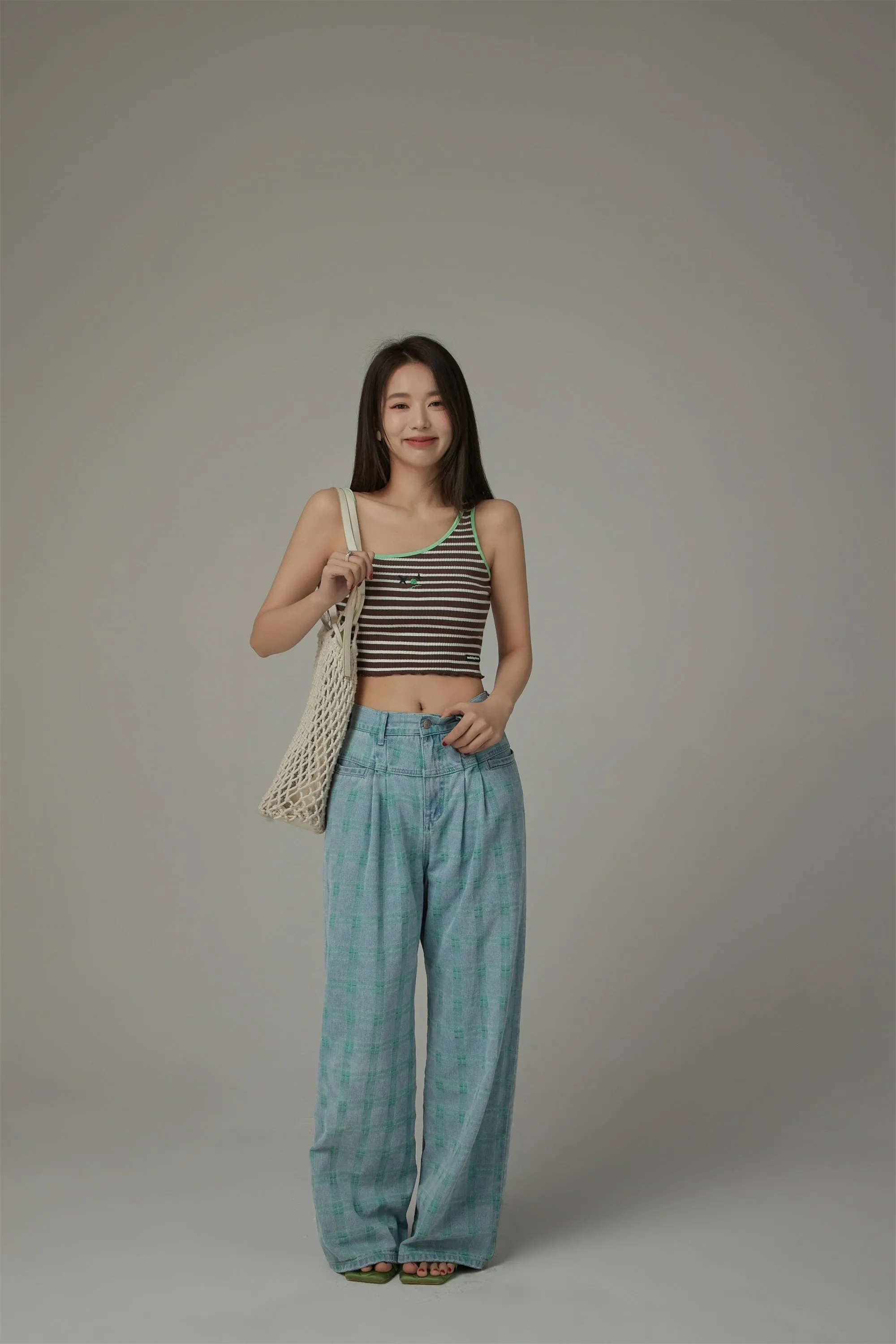 Unbalanced Striped Sleeveless Crop Top