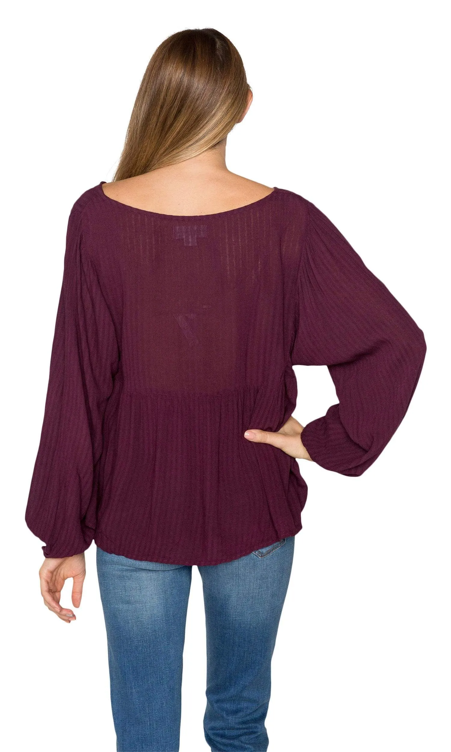 Velvet by Graham & Spencer Misty Crinkle Gauze Peasant Blouse