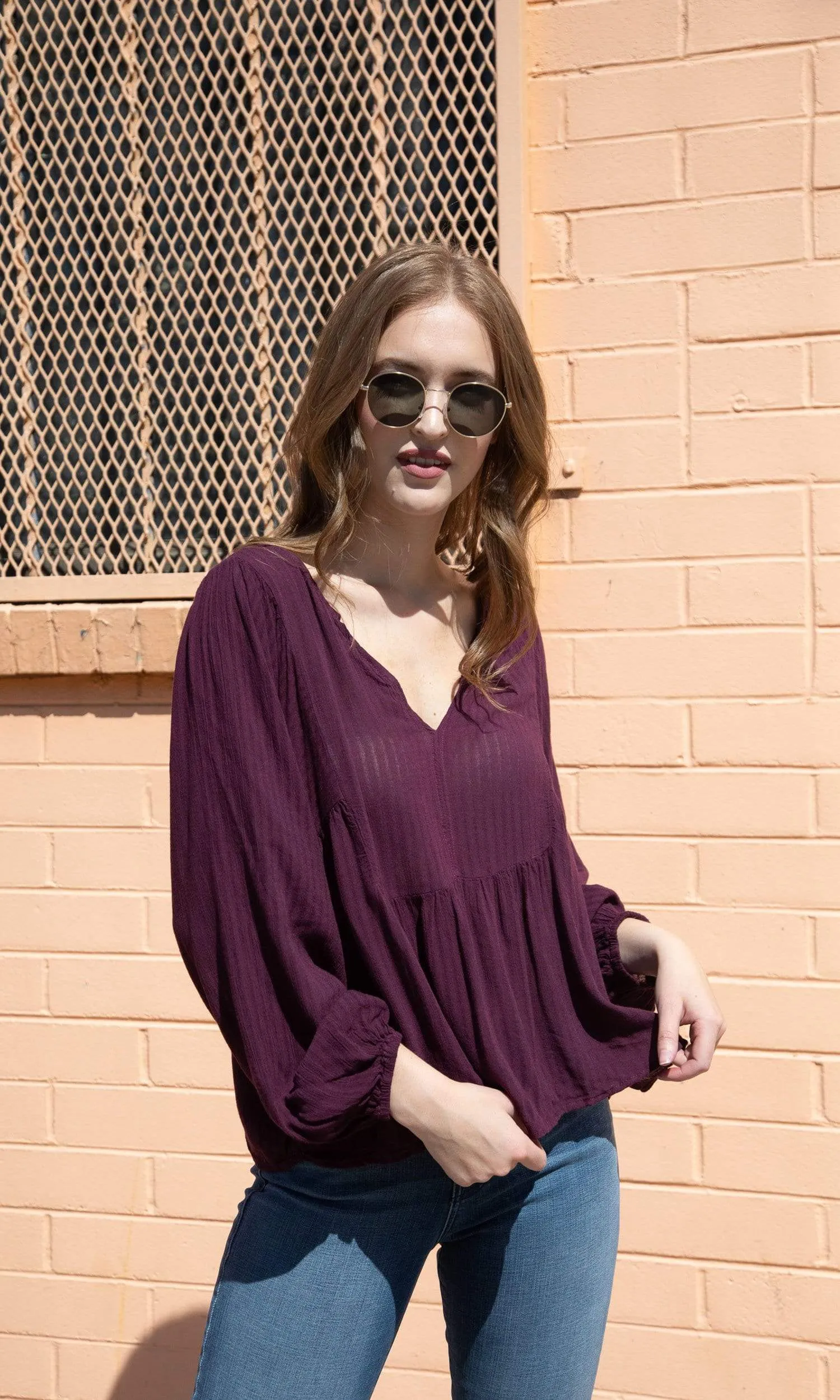 Velvet by Graham & Spencer Misty Crinkle Gauze Peasant Blouse