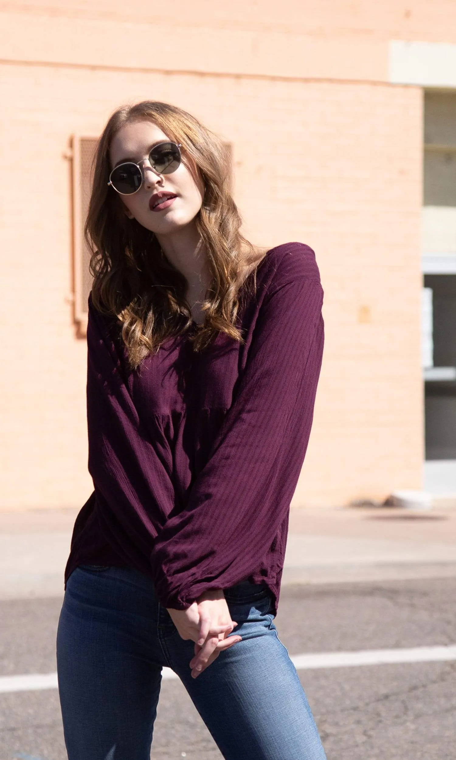 Velvet by Graham & Spencer Misty Crinkle Gauze Peasant Blouse