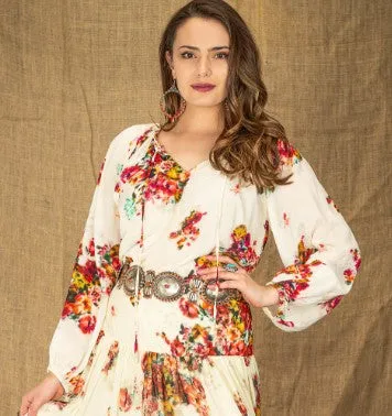 Vintage Collection Flower Bouquet Peasant Top